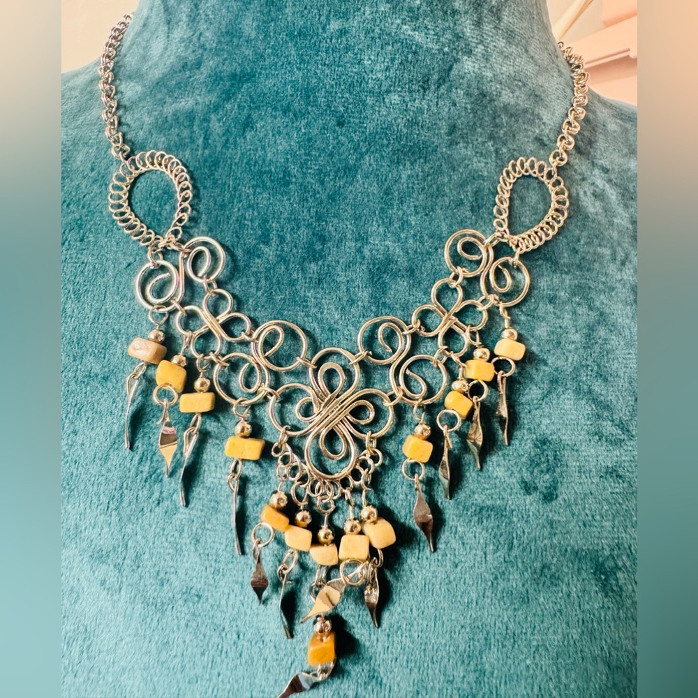 COPY - Hand crafter Peruvian necklace and earrings set with semi precious stone…